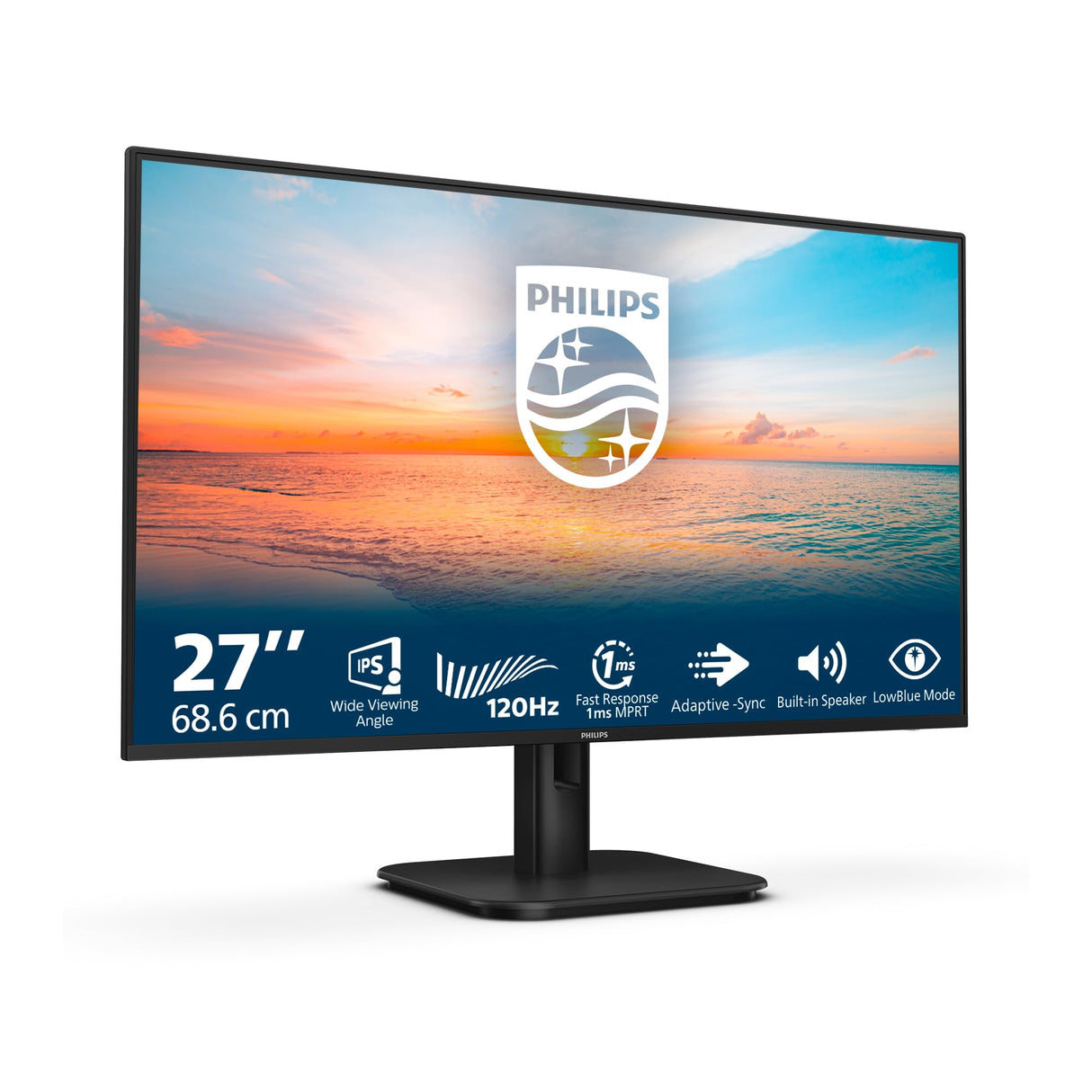 Philips 27E1N1200A - Monitor Full HD de 27 Pulgadas, 120 Hz, Adaptive Sync., Altavoces (1920x1080, 1x D-Sub, 1x HDMI 1.4, 1x DisplayPort 1.2) Negro