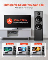 VEVOR Altavoz de Suelo de 2 Vías, con Tweeter de 2,54 cm y Dos Woofers de 20,32 cm, Potencia Máxima de 600 W, Respuesta de Frecuencia de 50 Hz a 20 kHz, Carcasa de MDF, para Audio Doméstico