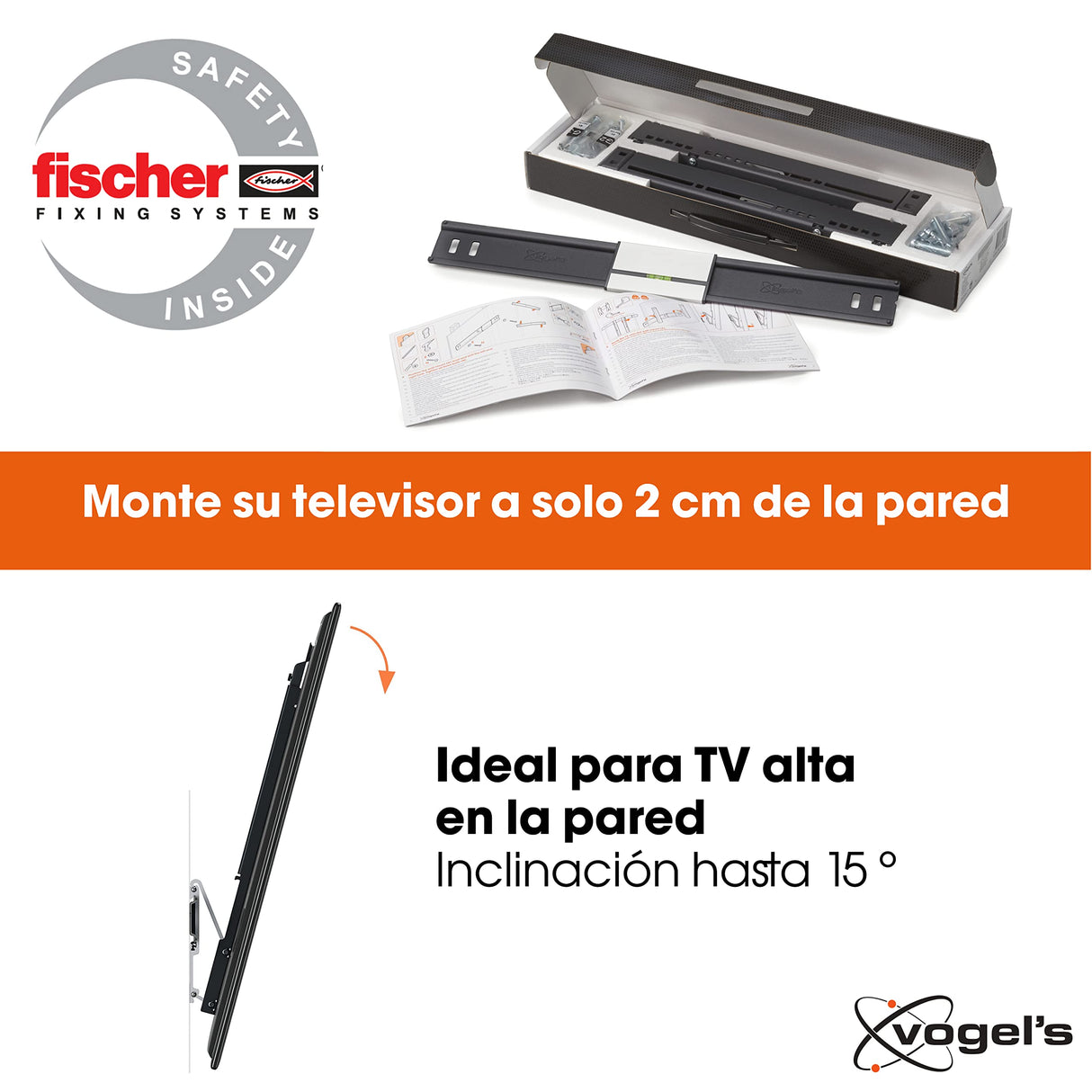 Vogel's THIN 415 Soporte de pared para TV, Inclinable, Para televisores de entre 26-55 pulgadas (66-140 cm), Máx. 18 kg, VESA Máx. 400x400, Certificación TÜV