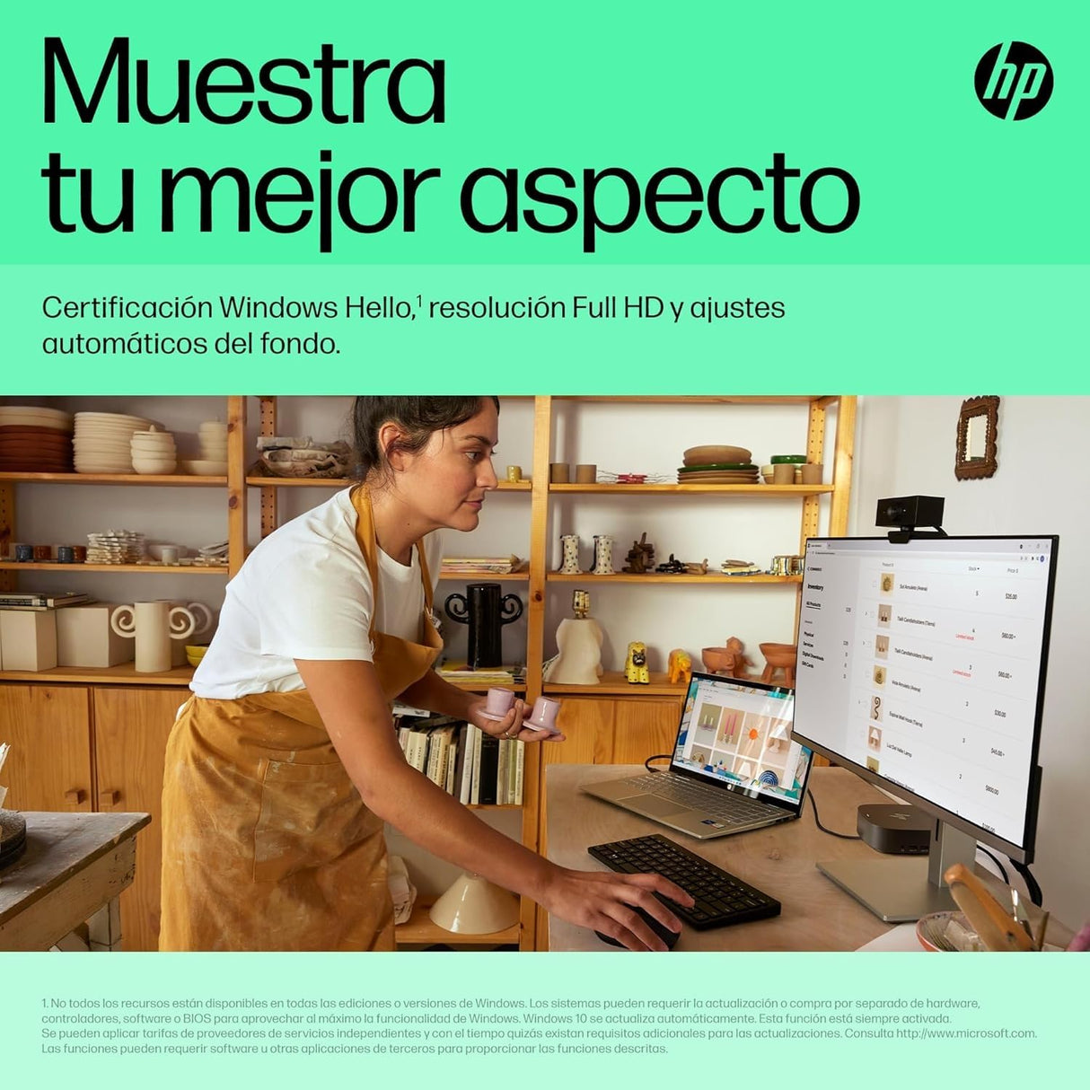 HP 620 Webcam - Full HD, 1920 x 1080, videoconferencias, autoenfoque, micrófono Integrado, Windows Hello, Teams, Zoom, Google Meet, Twitch, Youtube, Streaming - Color Negro