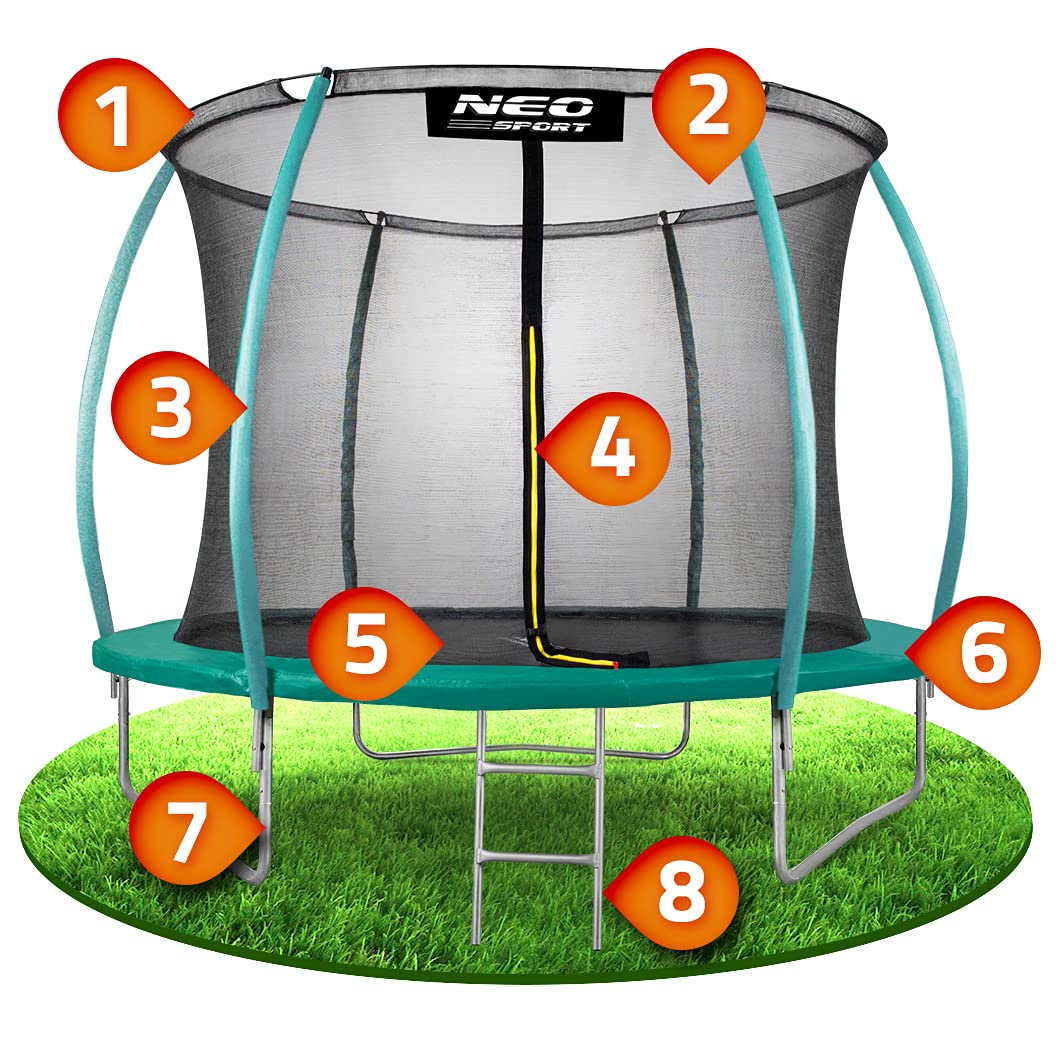 Trampolín de jardín de 244 cm para niños, Juego Completo con Red de Seguridad Interior, Escalera Cubierta de muelles