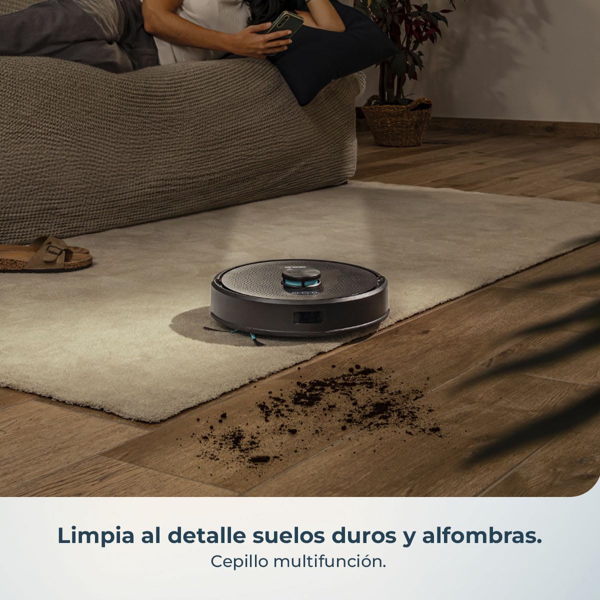Cecotec Robot Aspirador con Navegación Giroscópica y App Conga M50 X-Treme. 7000Pa, Barre, Aspira, Friega y Pasa la Mopa, Autonomía 160mins, Sensores Anticaídas, Cepillo Multifunción, TotalSurface
