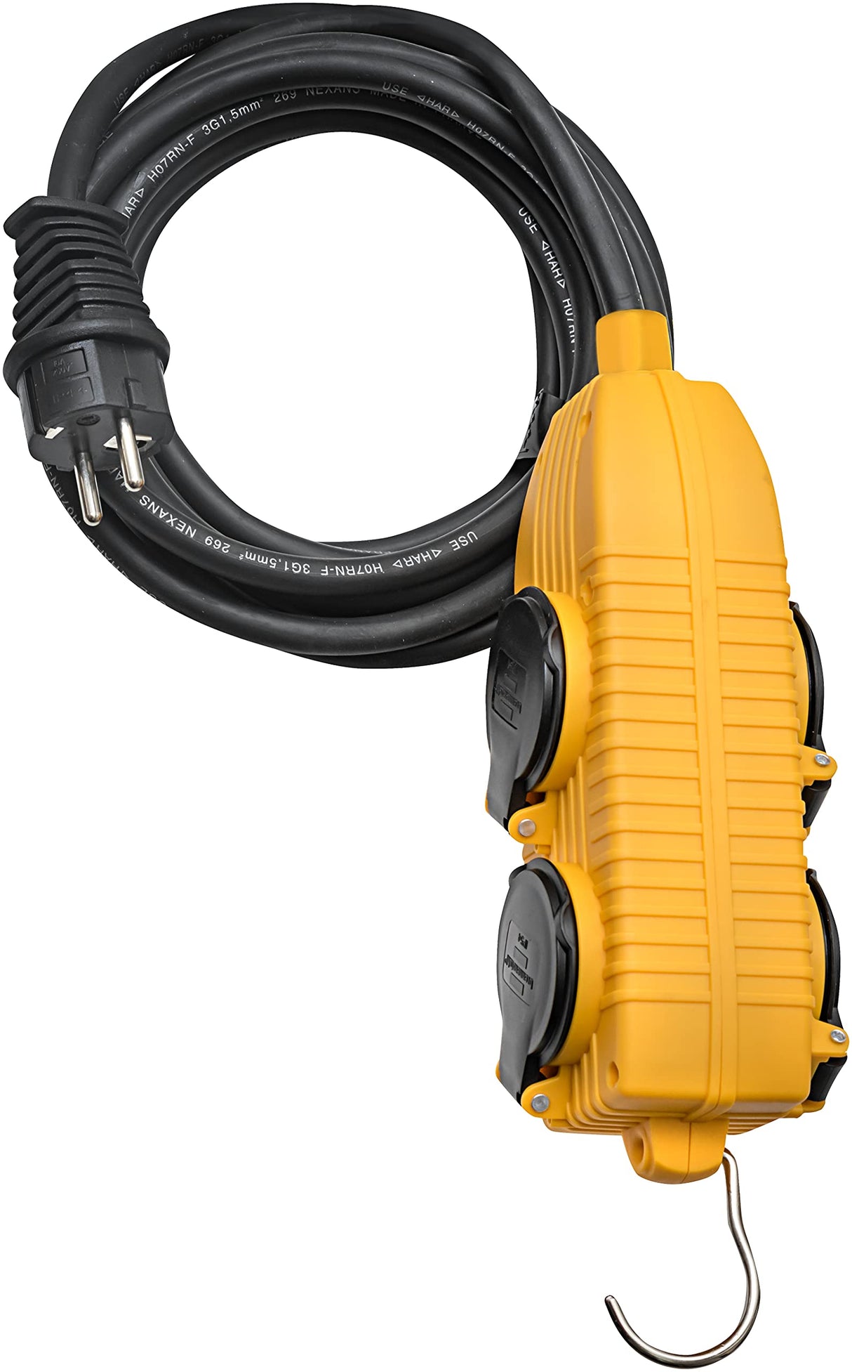 Brennenstuhl 1151781 - Cable de extensión, de 4 vías flip powerblock ip44 10m h07rn-f 3g2.5 negro