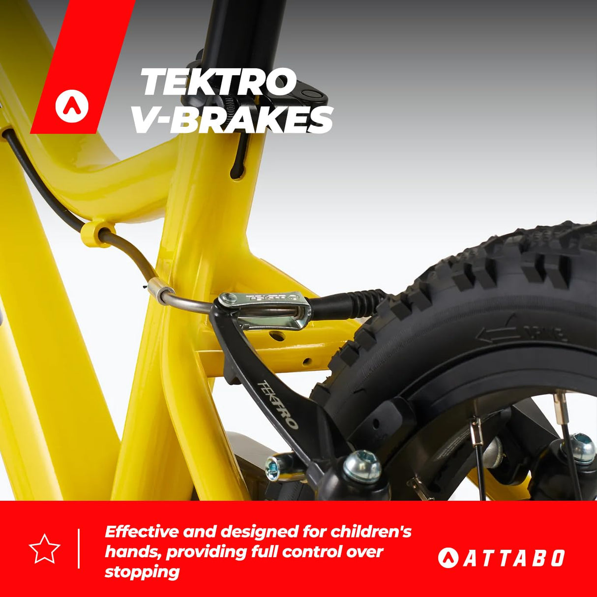 ATTABO Ease 16" Bicicleta de montaña, Juventud Unisex, Amarillo