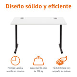 Amazon Basics - Escritorio simple para oficina en casa, escritorio para PC, parte superior blanca y marco negro, rectangular, fácil de montar, 120 x 60 x 73,6 cm