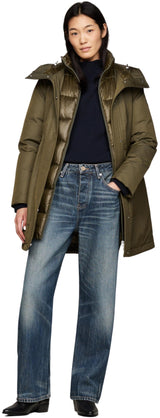 Tommy Hilfiger Parka Mujer Nylon Mix Padded Parka Acolchada, Multicolor (Army Green), XL