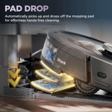 Shark PowerDetect Robot Aspirador y fregona 2 en 1, NeverTouch 30 días autovacía y autorecargable, con navegación 3D y LiDAR, NeverStuck Obstáculo Bypass, WiFi/App/Alexa, Negro RV2800YEUK