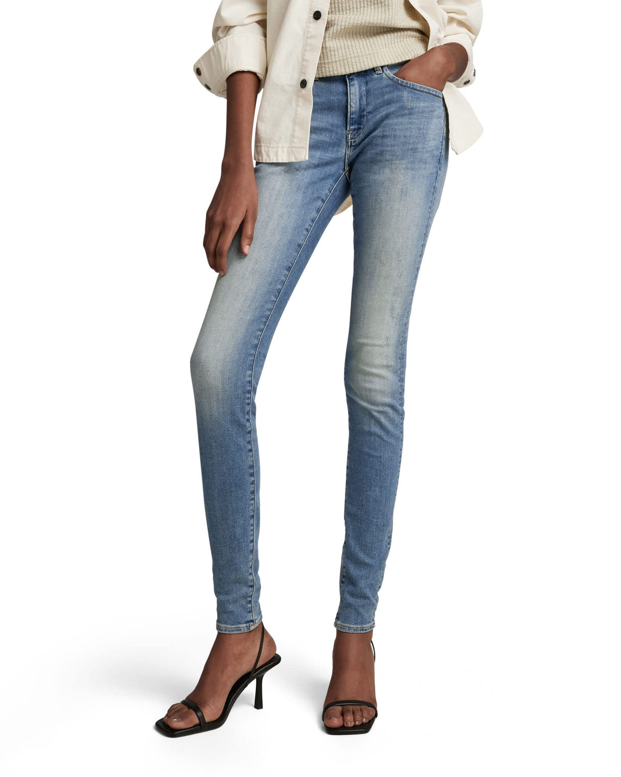 G-Star Para Mujer Midge Zip Mid-Waist Skinny Jeans, Azul (lt vintage aged destroy D05281-8968-9114), 29W / 30L