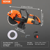VEVOR Sierra Eléctrica para Hormigón 230mm 2000W Sierra Circular de Alta Potencia Profundidad de Corte de 89 mm Sierra de Disco Húmeda/Seca con Tubería de Agua Bomba de Agua Hoja para Piedra Ladrillo