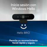 Logitech Brio 4K Webcam para empresa, inicio de sesión biométrico con Windows Hello, corrección de iluminación automática, cancelación de ruido, Microsoft Teams, Zoom, Google Meet y PC/Mac - Grafito