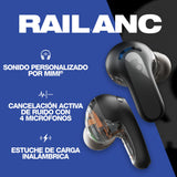Skullcandy Rail ANC Auriculares In-Ear Inalámbricos con Cancelación de Ruido, 27 h de Autonomía, Micrófono, Compatibles con iPhone Android y Dispositivos Bluetooth - Negro