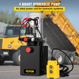 VEVOR Bomba Hidráulica con Efecto Doble 4L, para Remolque y Tanques de Metal, 12V