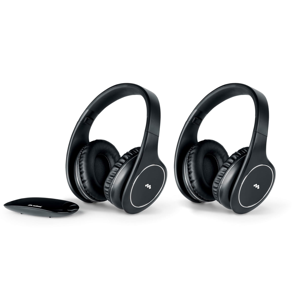 Meliconi Auriculares Easy Digital Bundle, 2 auriculares de TV estéreo inalámbricos, 100% digitales, con entrada de audio analógica/digital y base de transmisor dimensional negro