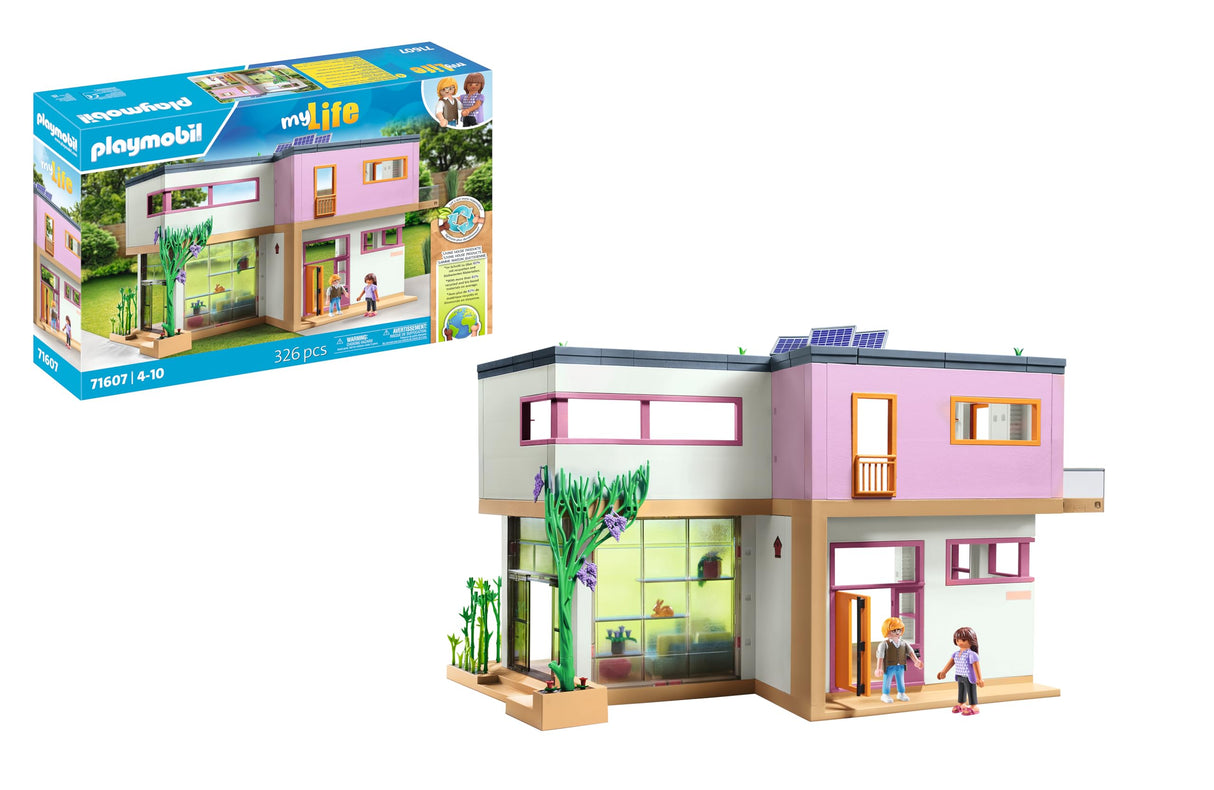 PLAYMOBIL myLife 71607 Casa con jardín, con Dos Figuras y una Hoja de Pegatinas, Hecha de más del 80% de Materiales reciclados y de Base biológica, Juguetes para niños y niñas a Partir de 4 años