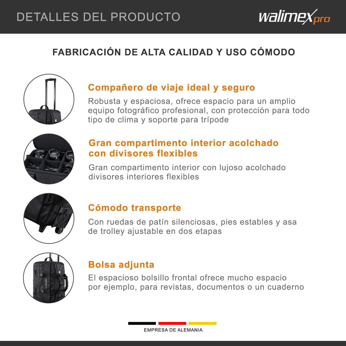 Walimex 21316 Pro Studio Bolsa/con Ruedas para cámara, Color Negro
