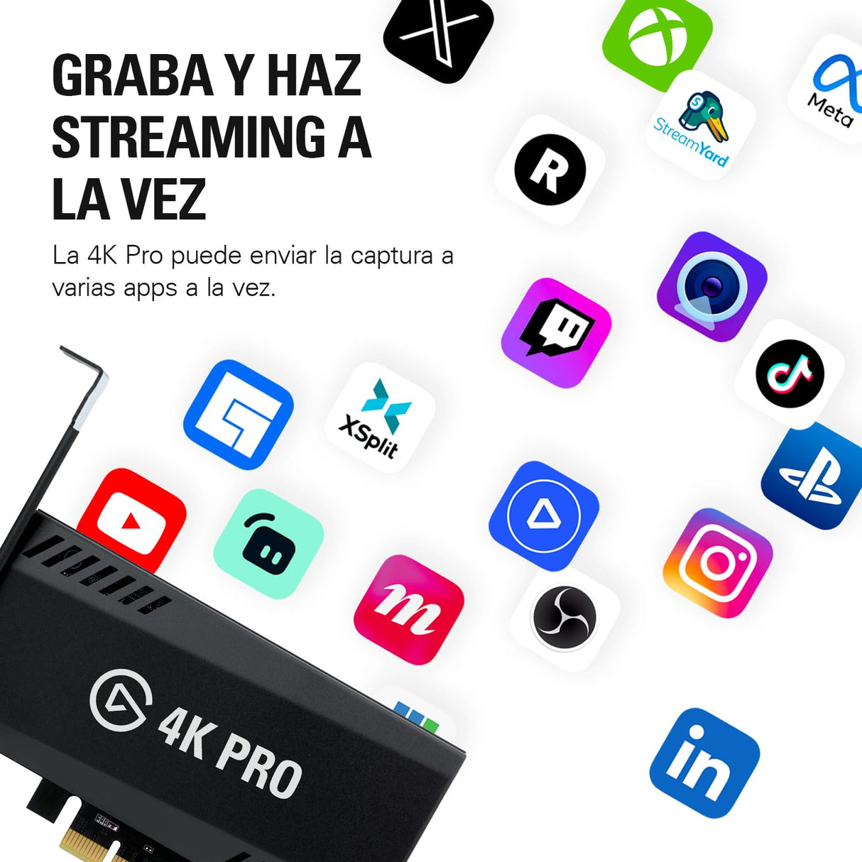 Elgato 4K Pro, Tarjeta de Captura Interna: Traspaso de señal 8K60|4K60 HDR10 con una latencia ultrabaja en PS5|Pro, Xbox Series X|S, Nintendo Switch 2, OBS y más, Streaming, Compatible PC y Dual PC