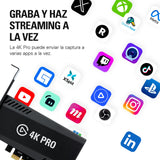 Elgato 4K Pro, Tarjeta de Captura Interna: Traspaso de señal 8K60|4K60 HDR10 con una latencia ultrabaja en PS5|Pro, Xbox Series X|S, Nintendo Switch 2, OBS y más, Streaming, Compatible PC y Dual PC