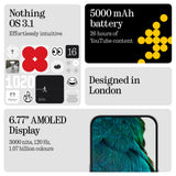 Nothing Phone (3a) 256 GB - Handy mit Essential Space, 50-MP-Hauptkamera, 32-MP-Frontkamera, 30-facher Ultra-Zoom, 12 GB RAM, Langer Akkulaufzeit und 6,77 Zoll Flexibles FHD+ AMOLED-Display - Weiß