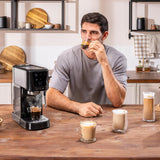 Cecotec Cafetera Express para Espresso y Cappuccino Power Espresso 20 Touch. 1350W, 20 Bares, Pantalla Táctil, Vaporizador, Depósito Agua 1L, Thermoblock, Calientatazas, Bandeja Goteo, Accesorios