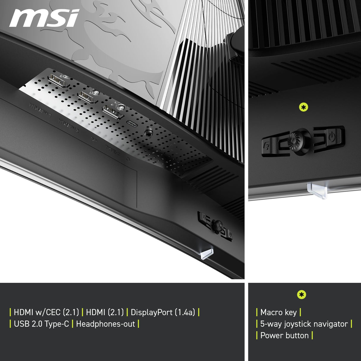 MSI mag 321CUPDE QD-OLED Pantalla de Juego Curvada UHD 32" - 1700R, 3840x2160 Quantum Dot OLED, 165Hz/0.03ms, 99% DCI-P3, ΔE≤2, DisplayHDR True Black 400, DP 1. 4a, HDMI 2.1, USB Type-C