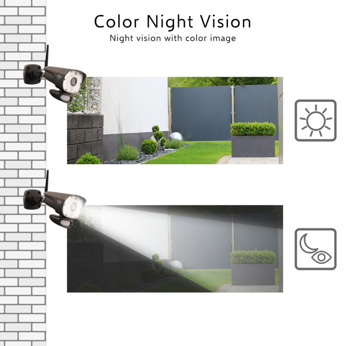 ELRO CZ60RIPS Color Night Vision 1080P HD Surveillance Camera Pantalla de 9" y aplicación, 2-Teiliges Set