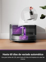 EUREKA E6 Plus Robot Aspirador y Fregasuelos, 5000Pa Succión Potente, Base de Vaciado Automático 2.5L,Sistema LiDAR preciso, Control por App, Diseño Anti-enredo, Ahorrador de Espacio,Mapa Multicapa