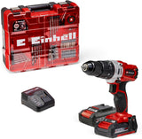 Taladro percutor con batería TE-CD 18/2 Li-i +64 PXC de Einhell (18 V, 44 Nm, engranaje de 2 veloc., incl. 2 baterías 2,0 Ah, cargador rápido, maletín y set de acces. de 64 piezas)