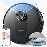 Proscenic Q8 Robot Aspirador y Fregasuelos 4500Pa Potente, Aspirador Robot 2 en 1, 200Min Autonomía, Navegación LiDAR Mapeo Preciso, Ideal para Mascotas, Control por Alexa, Google Home, Siri, IFTTT