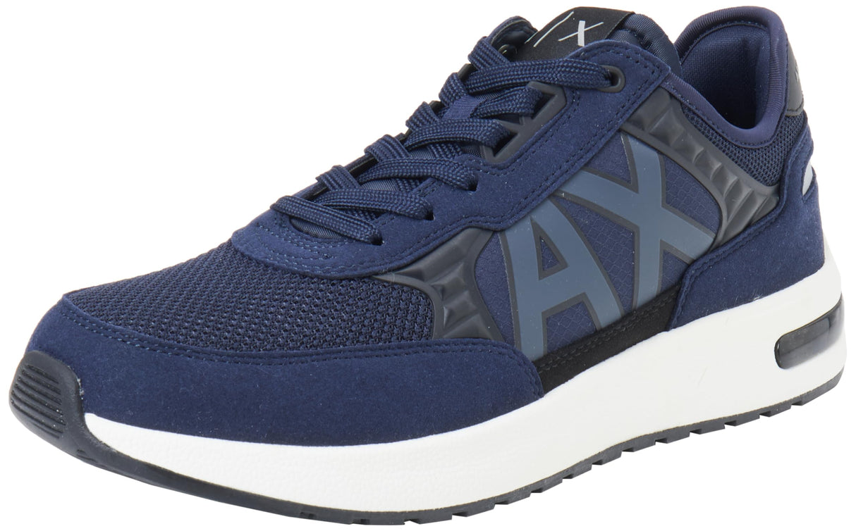 Armani Exchange Dusseldorf Embossed Geometric Motifs, Zapatillas Hombre, Azul Marino y Negro, 41 EU