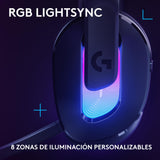Logitech G G522 LIGHTSPEED auriculares con micrófono inalámbricos para gaming, LIGHTSYNC RGB, micrófono y audio avanzado, conexión triple - LIGHTSPEED, Bluetooth, USB-A a USB-C para PC - Negro