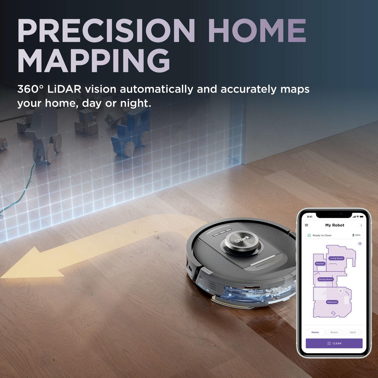 Shark PowerDetect Robot Aspirador y fregona 2 en 1, NeverTouch 30 días autovacía y autorecargable, con navegación 3D y LiDAR, NeverStuck Obstáculo Bypass, WiFi/App/Alexa, Negro RV2800YEUK