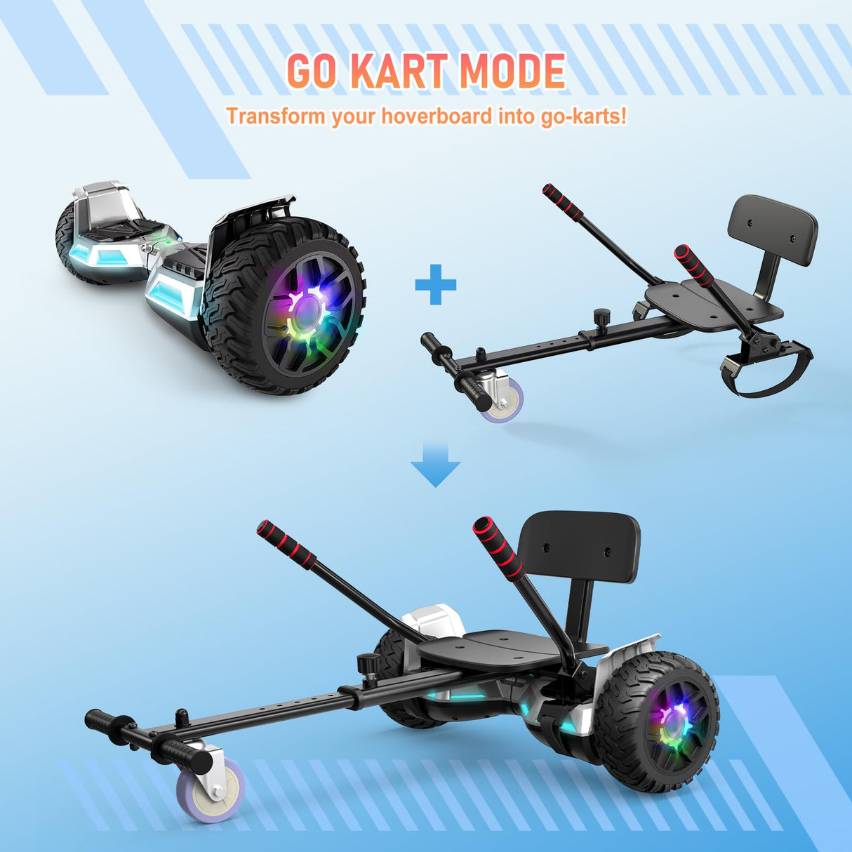 SISIGAD Hoverboard SUV y Kart,con Bluetooth, Hoverboards Todo Terreno 8.5" Hummer, Mejor Regalo para Niños