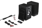 Sharp CP-SS30(BK) Pareja Altavoces estantería Activos 2vías, 60W RMS (2x30W) Carcasa Madera, Bluetooth v5.0, USB, óptica, Auxiliar, RCA, Ajuste Graves y Agudos, Rejilla extraíble, Mando a Distancia.