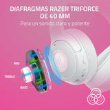 Razer Kraken Kitty V2 BT - Auriculares inalámbricos Bluetooth RGB con Orejas de Gatito para Juegos y Streaming (325g, Triforce de 40mm, Bluetooth 5.2, micrófonos con cancelación de Ruido) Blanco