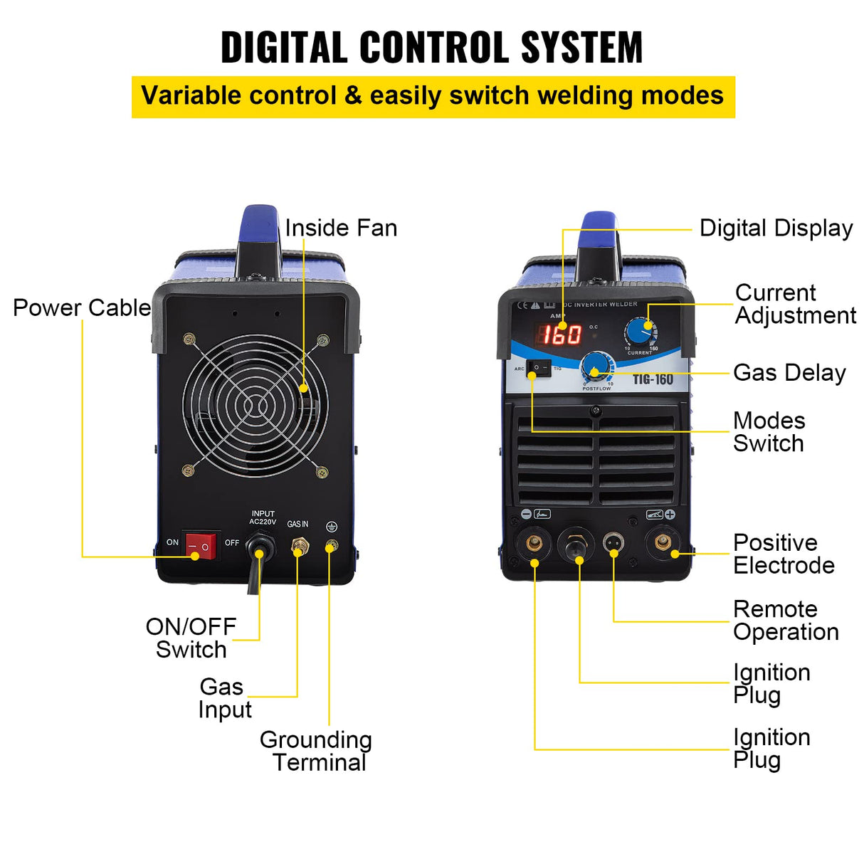 FlowerW TIG - Soldadora inverter (220 V, WIG, 160 A)