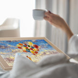 Relaxdays Tablero para Puzzles con 4 Cajones, Organizador Rompecabezas de 1500 Piezas, Giratorio, Inclinable, Natural, Madera, 4 x 93 x 67 cm