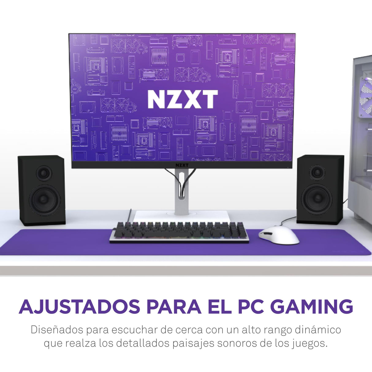 NZXT Relay Altavoces de sobremesa para PC Gaming - AP-SPKB2-EU - Sonido de Rango Completo - 80 vatios - Alto Rango dinámico - Tweeters de cúpula de Seda - Woofers de Fibra de Vidrio - Negro