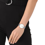 Calvin Klein Reloj Analógico de Cuarzo para Mujer Colección Sculpt con Correa de Malla de Acero Inoxidable Plateada - 25200245