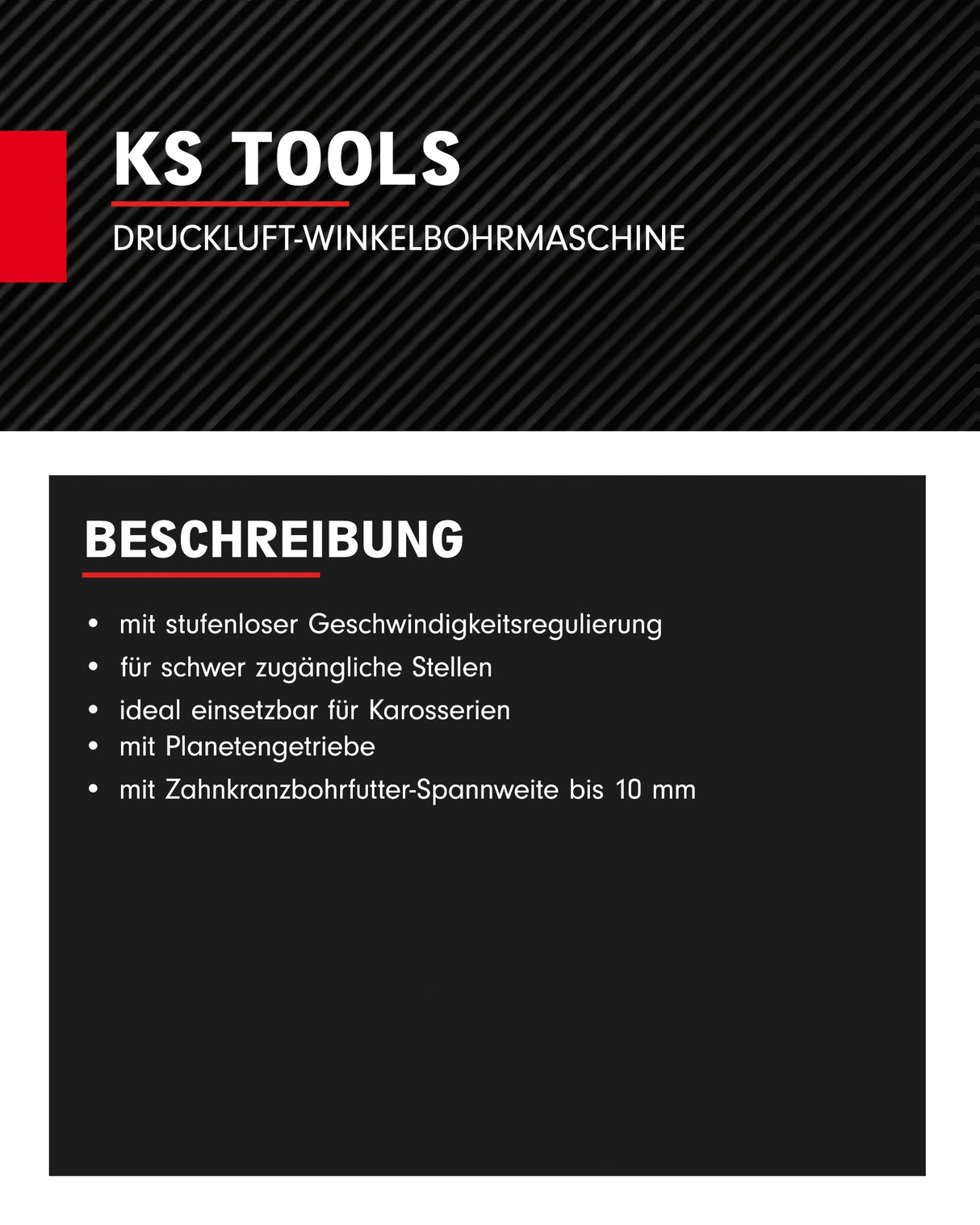 KS Tools 515.5465 10 mm Taladradora angular neumática