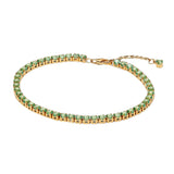 Pandora Pulsera de tenis verde brillante chapada en oro de 14 quilates con cristales de la colección Timeless, longitud: 16 cm, 561469C02-16, 561469C02-16, Plata de ley, Circonita cúbica