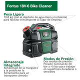 Bosch Hidrolimpiadora móvil para bicicletas Fontus 18V-6 (depósito de agua de 6 L, 8 niveles de presión, espacio para guardar la manguera y la pistola, incluye 1 batería de 2,0 Ah 18V y cargador)