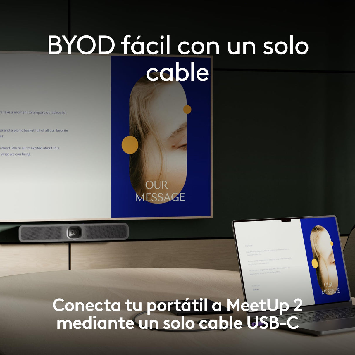 Logitech cable USB activo | Conexión BYOD con un solo cable a MeetUp 2 | Accesorio de videoconferencia para salas pequeñas - Grafito