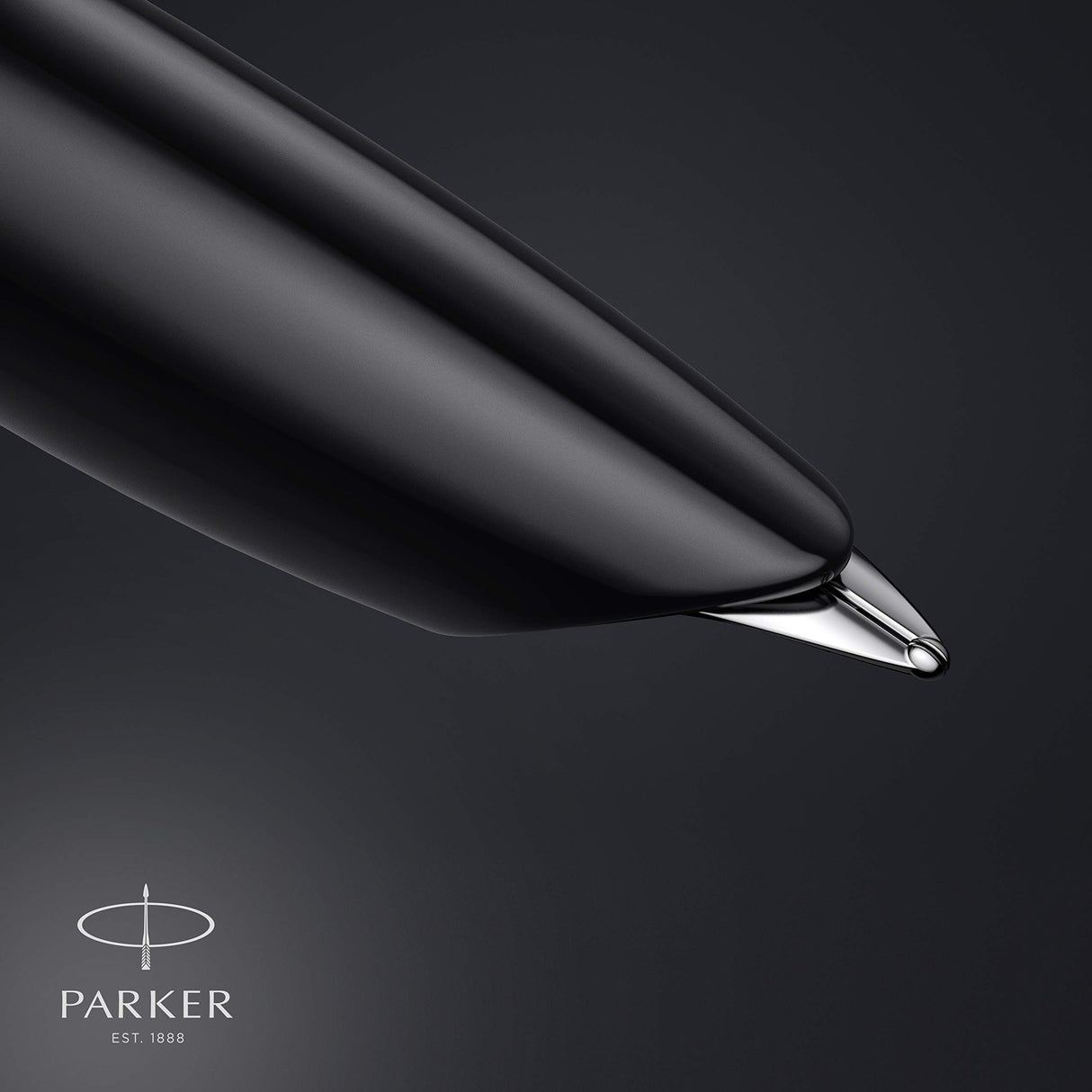 Parker 51 pluma estilográfica | cuerpo negro con adorno cromado | plumín fino con cartucho de tinta negra | estuche de regalo