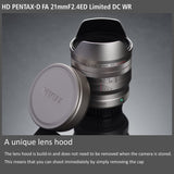 HD PENTAX-D FA 21mmF2.4ED Limited DC WR Negro Lente Prima Ultra Gran Angular [para Usar con Lente réflex Digital de Marco Completo, Barril de Lente de Aluminio mecanizado]