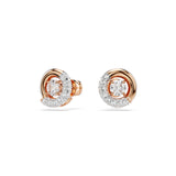 Swarovski Pendientes de botón Dextera, Talla redonda, Blancos, Baño tono oro rosa