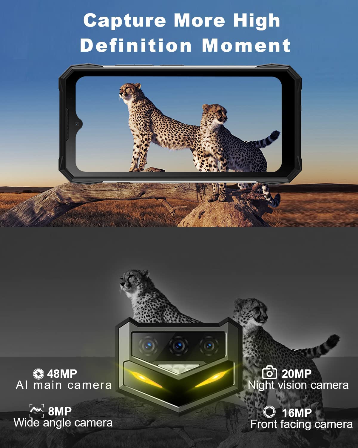 DOOGEE S89 Pro Móvil Resistente 12000mAh, 8GB + 256GB, Cámara Triples 64MP+Visión Nocturna 20MP, 6.3 FHD+, IP68/IP69K 4G Telefono Móvil Android 12, OTG/NFC/GPS, Carga Inalámbrica
