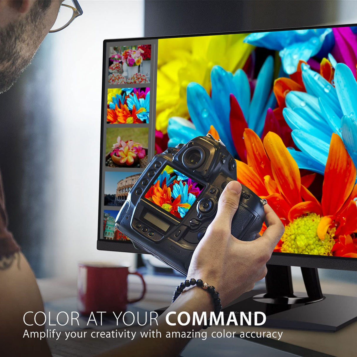 ViewSonic VP2756-2K - Monitor IPS de 27 Pulgadas, QHD, sin Bordes en 3 Lados, 100% sRGB, Certificado Pantone, 5ms, 350 nits, HDMI, DisplayPort, USB-C, rotación-Auto, Regulable en Altura