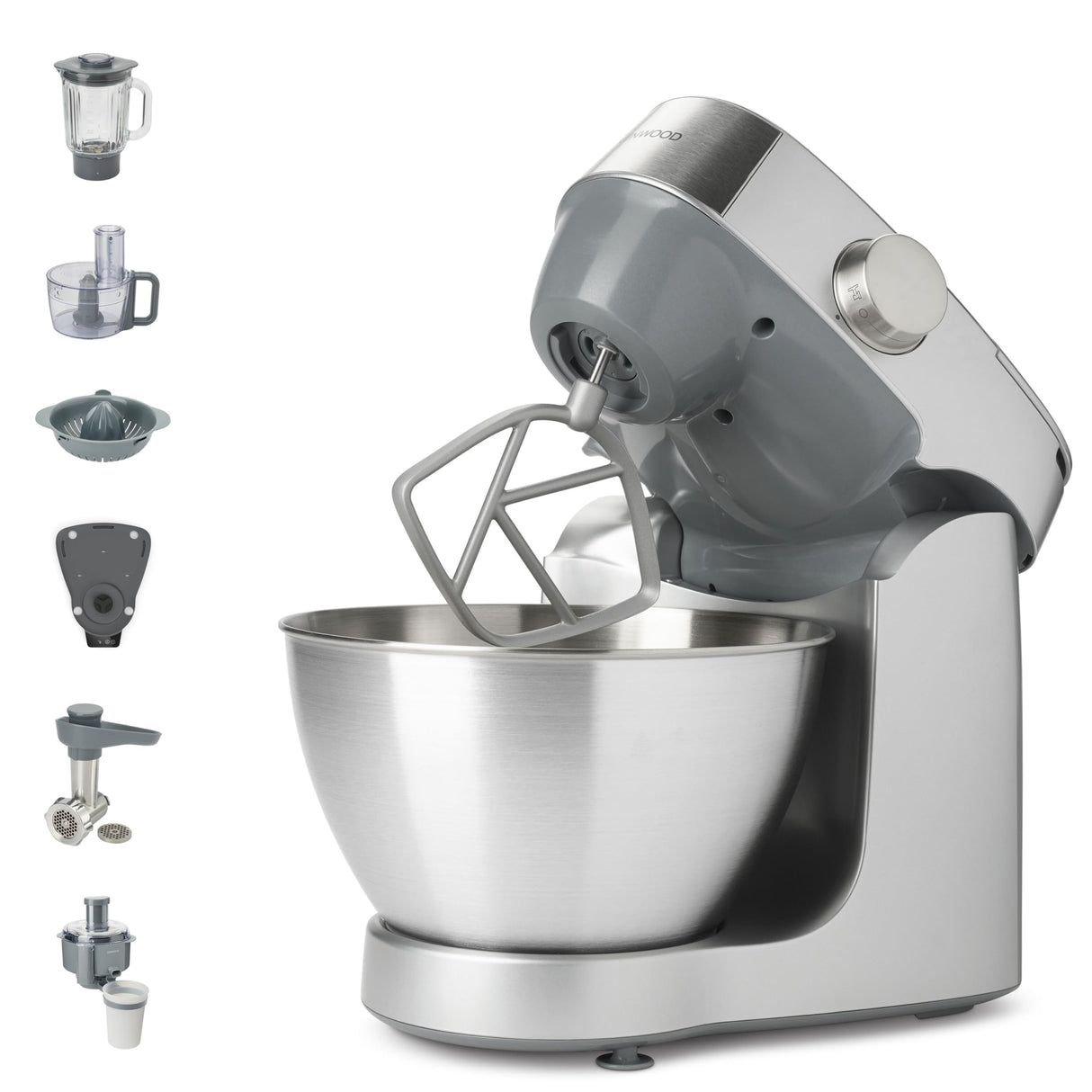 Kenwood Prospero+ KHC29A.R0SI - Robot de cocina, cuenco (4,3 L, acero inoxidable, 10 accesorios, picadora, licuadora de cristal, prensa cítrica, extractor de jugo y más, báscula integrada, 1000 W