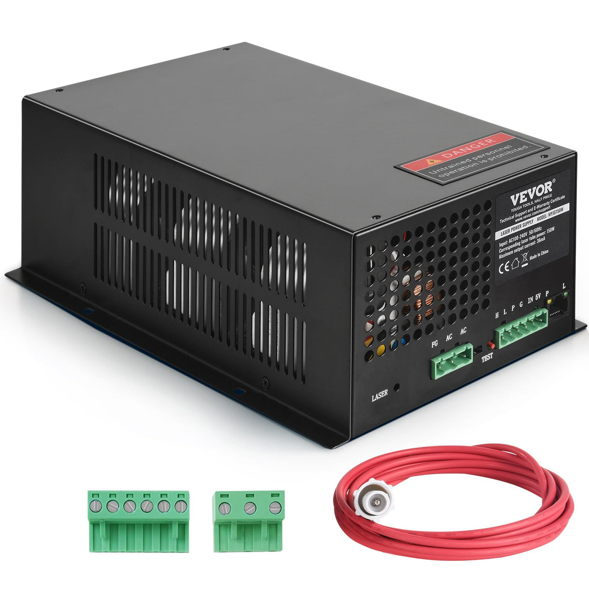 VEVOR Fuente de Alimentación Láser de CO2 para Tubo Láser de 150 W, Protección de Corriente Constante y Circuito Abierto, Disipación Rápida del Calor, Compatible con Grabadores y Cortadores Láser