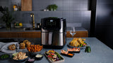 Electrolux E6Af1-6St Explore 6 Freidora de aire, 8 programas de cocina preestablecidos para cocina sana, potencia 1800 W, plata negra, ‎43 x 42,5 x 42,5 cm, 7,3 kg